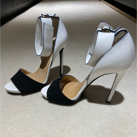 emporio armani Women's White Black Heels Pump Leather Suede - Picture 4 of 7